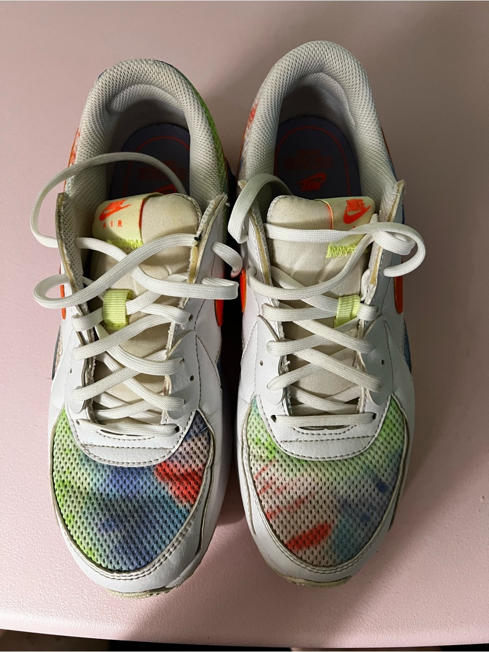 Nike Air Max Excee sneakers with a pastel tie-dye mesh toe, size 10